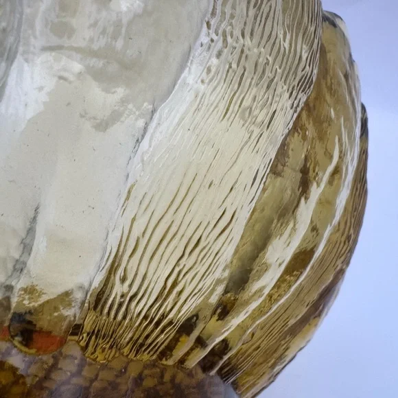 Vintage 1960’s Indiana Glass Amber Sunflower Mid Century Fruit Bowl 10” Diameter - Picture 6 of 7